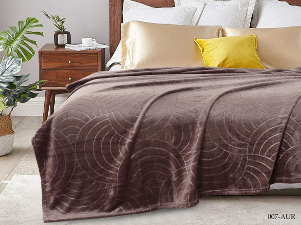 Плед CL HOME "Aura" велсофт полуторный 150*200 (150/007-AUR, Узоры, Коричневый)