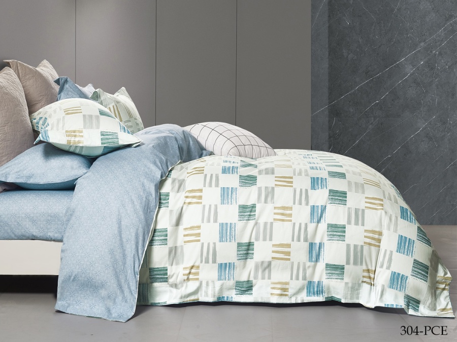 КПБ CL HOME Поплин "Pure Cotton" полуторный 145*215*1 150*220*1(±5) 70*70*2(±2) в ПВХ (UZ) (CH15/304-PCE, Клетка, Мультиколор)