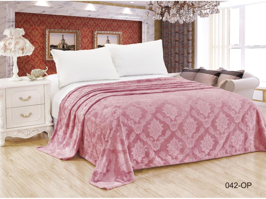 Плед Cleo "Parma" велсофт полуторный 150*200 (150/042-OP, Узоры, Розовый)