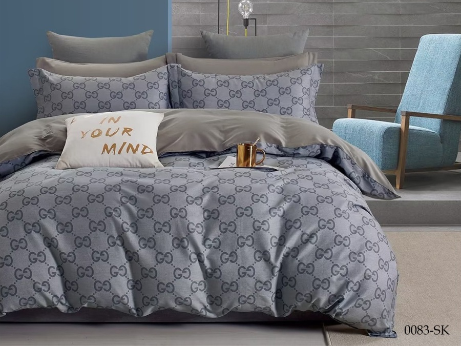 КПБ Cleo сатин набивной "Satin de Luxe" евро 200*220*1 230*250*1(±5) 50*70+5*2 70*70*2(±2) (31/0083-SK, Оригинальное, Серый)