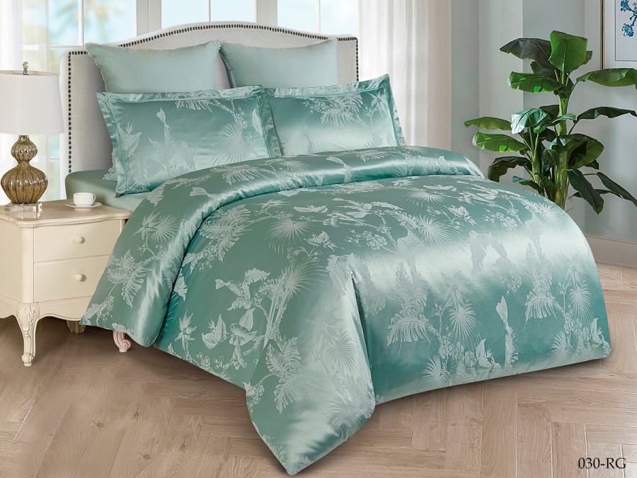 КПБ Cleo "Royal Jacquard" дуэт 150*215*2 230*250*1(±5) 50*70*2+5см(±2) 70*70*2(±2) (41/030-RG, Узоры, Зеленый)