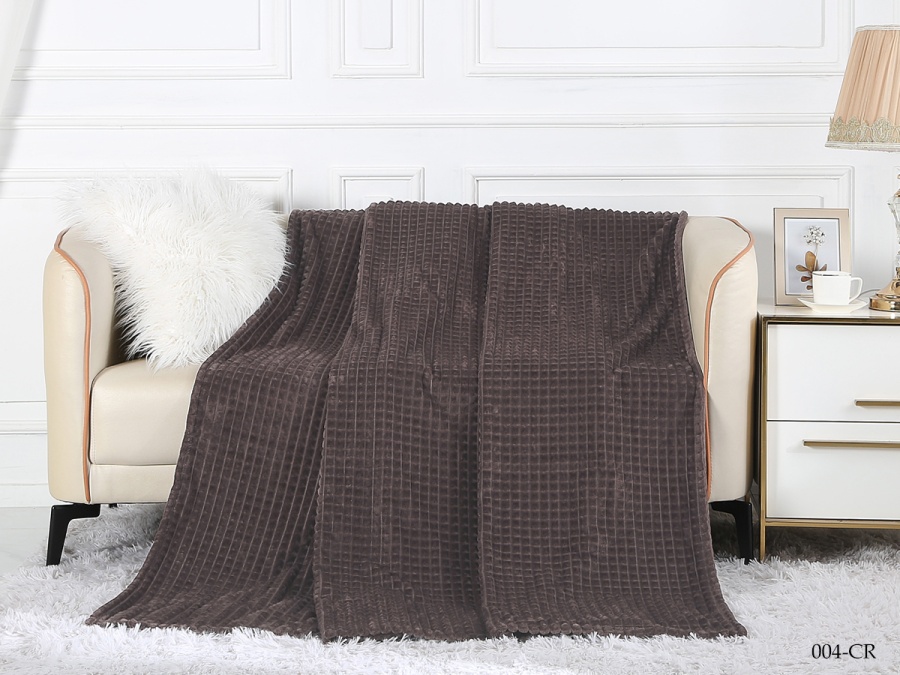 Плед Cleo "Carre" велсофт евро 200*220 (200/004-CR, Клетка, Коричневый)