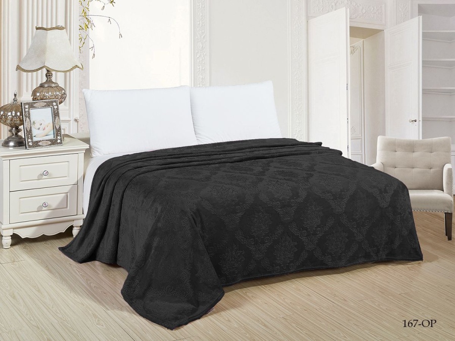 Плед CL HOME "Parma" велсофт евро 200*220 в Zip-пакете (200/167-OP/ZIP, Узоры, Черный)