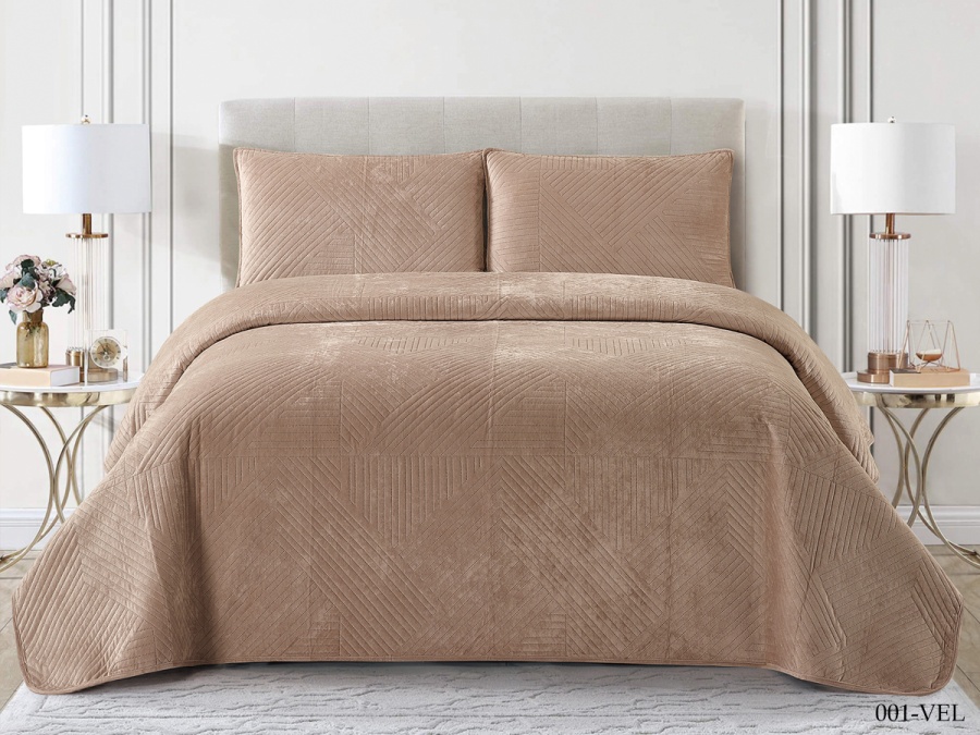 Покрывало Cleo "VELLUTO" 230*250 50*70*2 (230/001-VEL, Однотонное,Бежевый)
