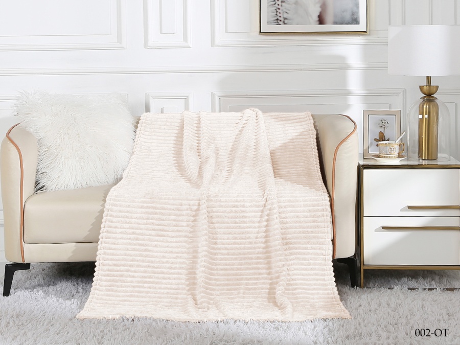 Плед Cleo "Orrizonte" велсофт полуторный 150*200 (150/002-OT, Полоска, Молочный) Плед Cleo "Orrizonte" велсофт полуторный 150*200 (150/002-OT, Полоска, Молочный)