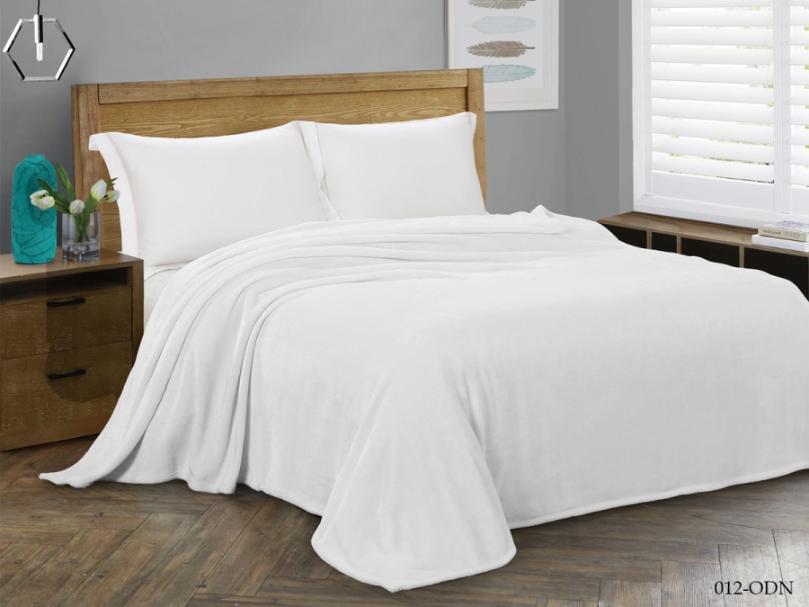 Плед Cleo "Virginia" велсофт двуспальный 180*200 (180/012-ODN, Однотонное, Белый)