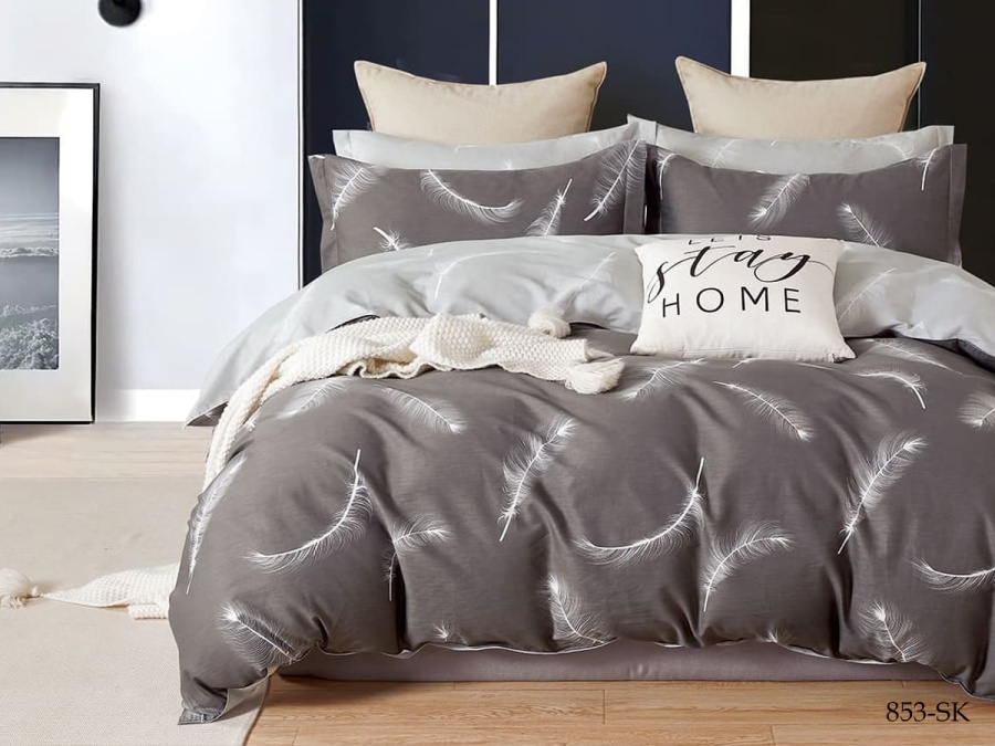 КПБ Cleo сатин набивной "Satin de Luxe" полуторный 150*210*1 160*230*1(±5) 70*70*2(±2) (15/853-SK, Оригинальное, Мультиколор)