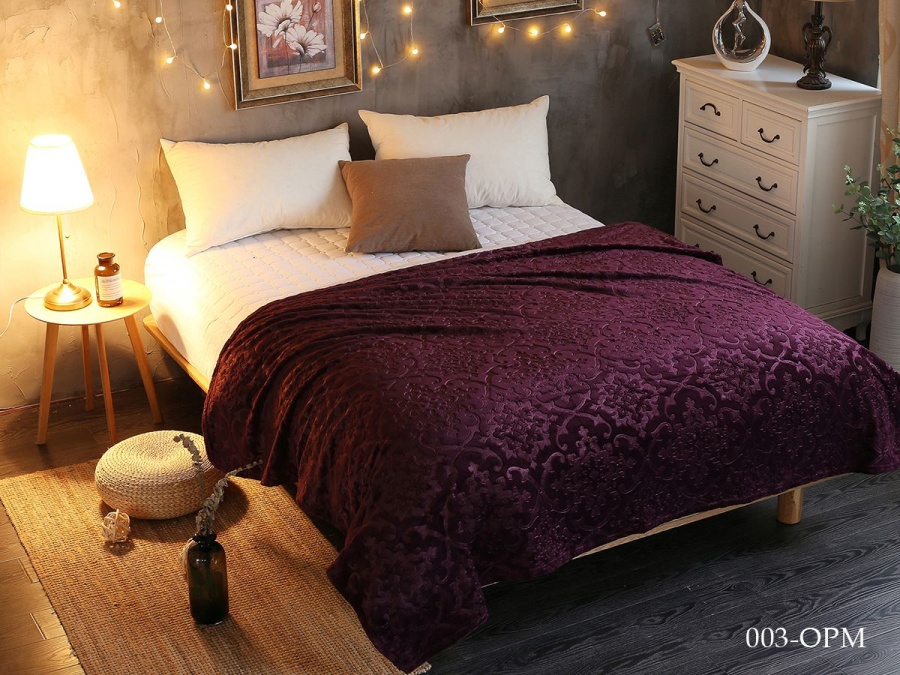 Плед Cleo "Moreska" велсофт двуспальный 180*200 (180/003-OPM, Узоры, Бордовый)