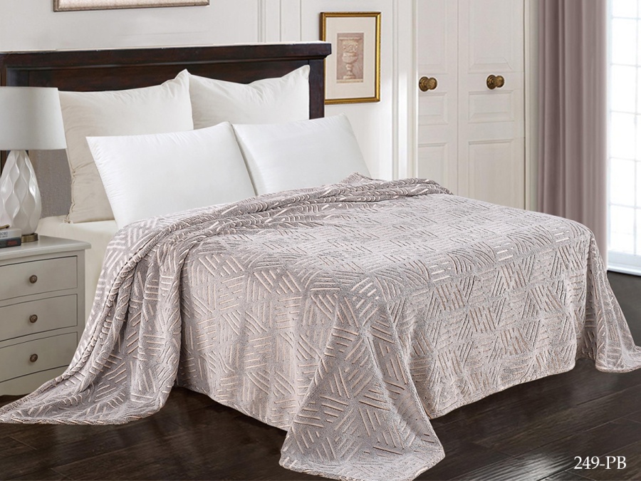 Плед Cleo "Bamboo" полуторный 150*200 микрофибра 100% (150/249-pb, Геометрия, Бежевый)