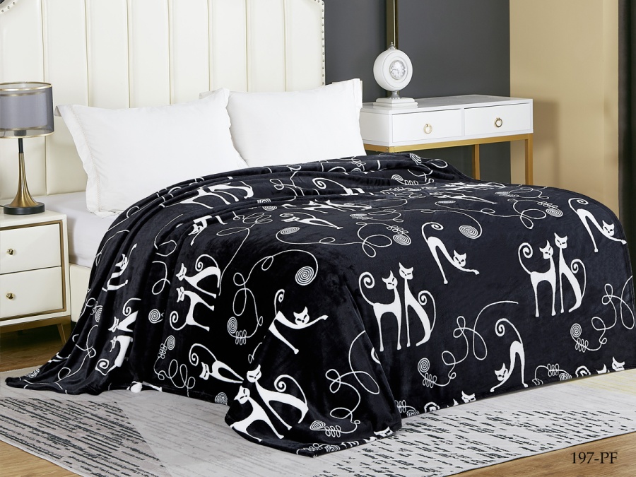 Плед Cleo "California" велсофт полуторный 150*200 (150/197-pf, Животные, Черный)