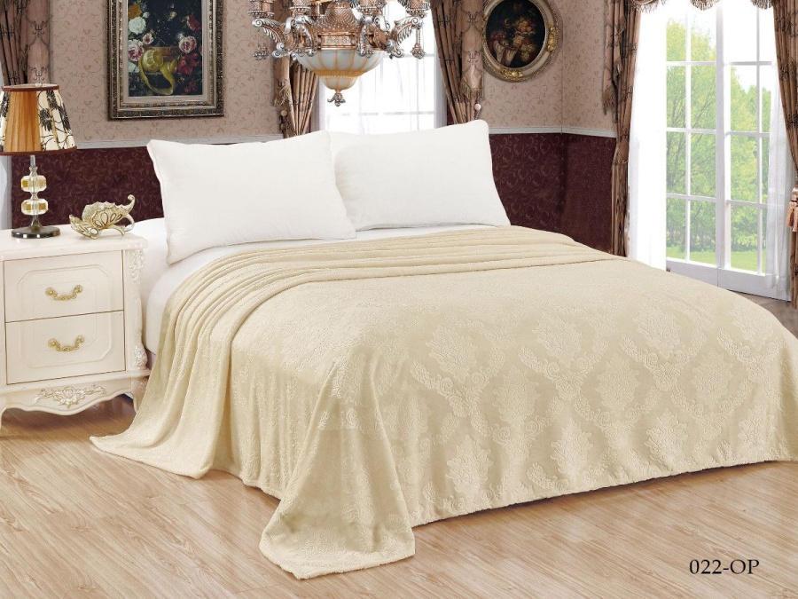 Плед Cleo "Parma" велсофт полуторный 150*200 (150/022-OP, Узоры, Бежевый)