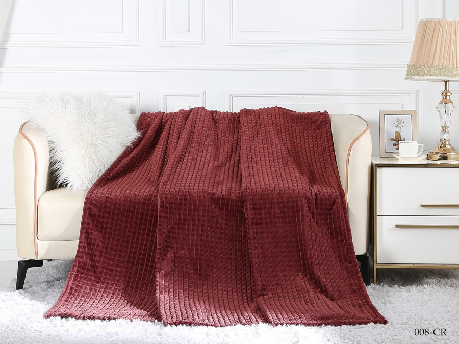 Плед Cleo "Carre"  велсофт полуторный 150*200 (150/008-CR, Клетка, Бордовый) Плед Cleo "Carre"  велсофт полуторный 150*200 (150/008-CR, Клетка, Бордовый)