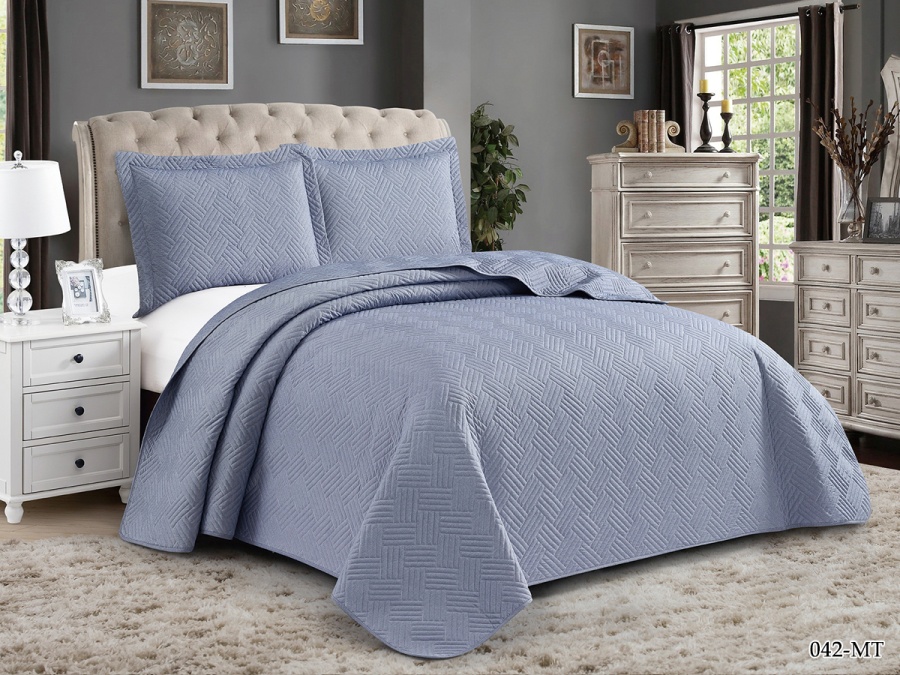 Покрывало Cleo "MUSCAT" 230*250 50*70+5см*2 (230/042-MT, Однотонное,Синий)