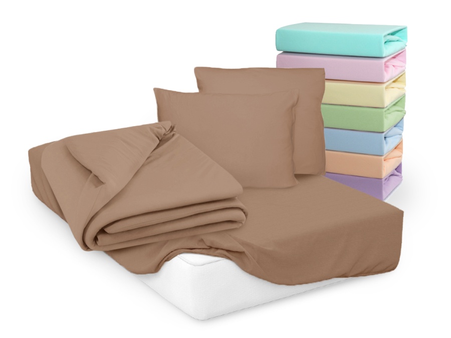 Простыня Cleo трикотажная на резинке 200*200*25 (20/16, Однотонный, Мокко)