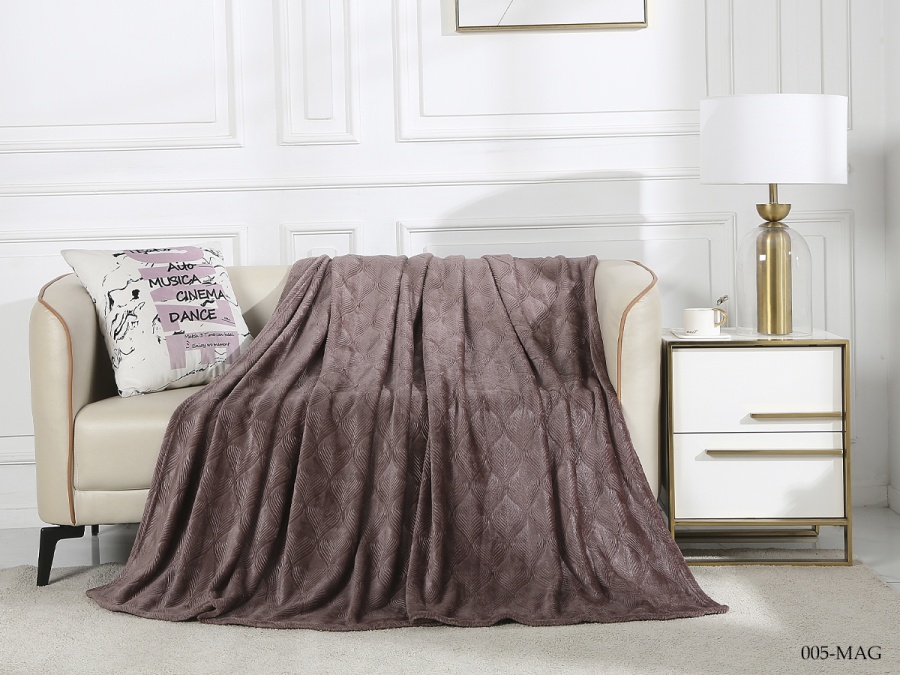Плед CL HOME "Magnolia" велсофт полуторный 150*200 (150/005-MAG, Узоры, Коричневый)