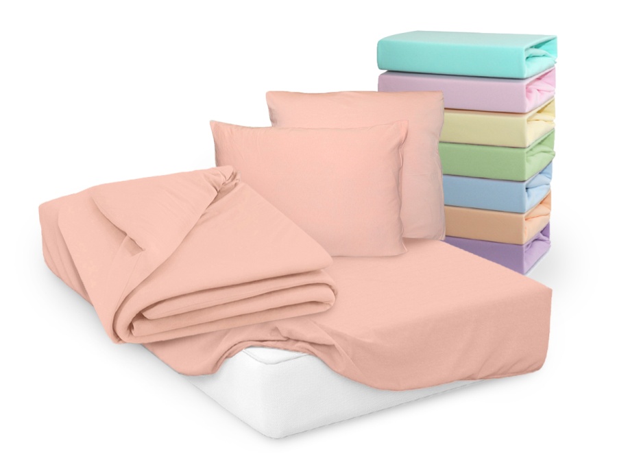 Простыня Cleo трикотажная на резинке (персик)