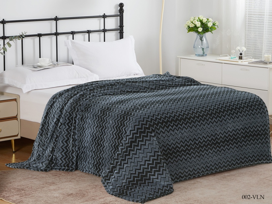 Плед CL HOME "Volna" велсофт полуторный 150*200 (150/002-VLN, Зиг-заг, Синий)