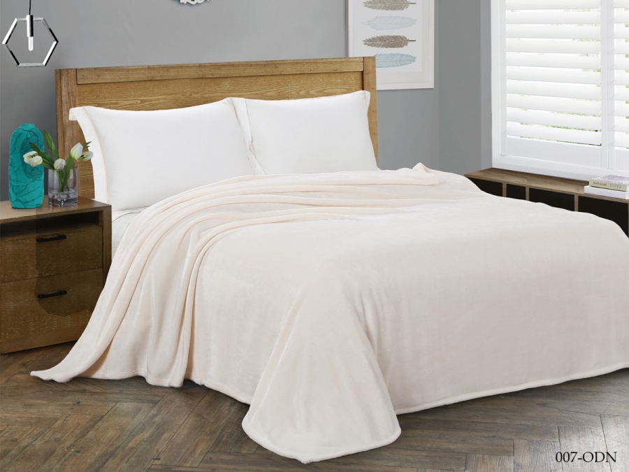 Плед Cleo "Virginia" велсофт полуторный 150*200 (150/007-ODN, Однотонное, Молочный)