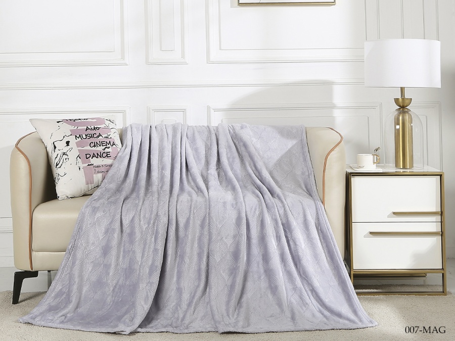 Плед CL HOME "Magnolia" велсофт полуторный 150*200 (150/007-MAG, Узоры, Серый)