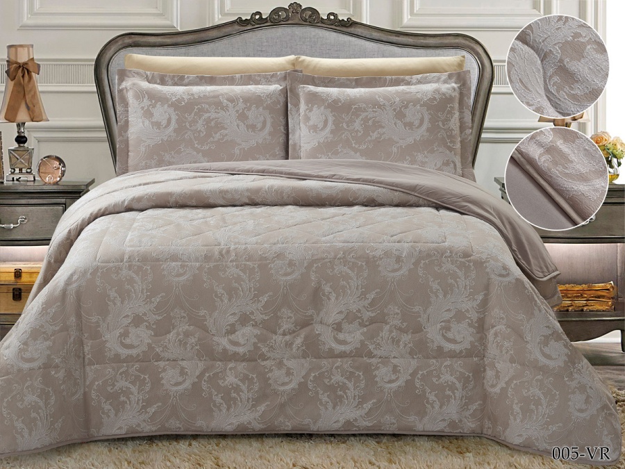 Покрывало Cleo "VERMONT" 240*260 50*70+5*2 в сумке (240/005-VRu, Узоры, Коричневый)