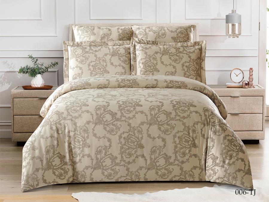 КПБ Cleo "Tencel Jacquard" дуэт 150*210*2 230*250*1(±5) 50*70+5*2(±2) 70*70*2(±2) (41/006-TJ, Узоры, Бежевый)