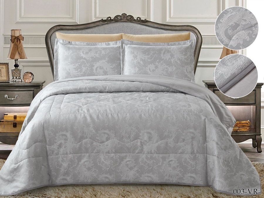 Покрывало Cleo "VERMONT" 240*260 50*70+5*2 в сумке (240/003-VRu, Узоры, Серый)