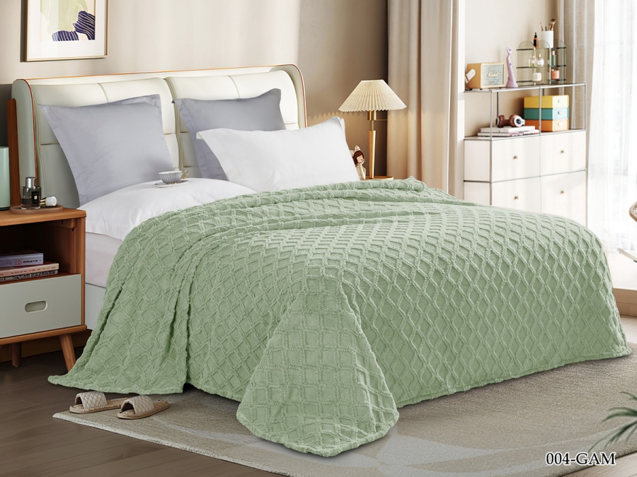 Плед Cleo "Gammi" велсофт полуторный 150*200 (150/004-GAM, Геометрия, Зеленый)