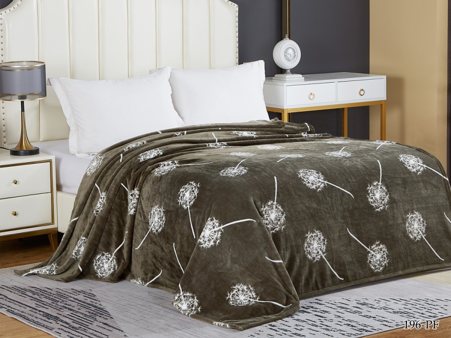 Плед Cleo "California" велсофт полуторный 150*200 (150/196-pf, Цветы, Серый)