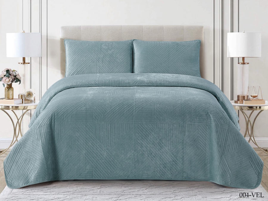 Покрывало Cleo "VELLUTO" 230*250 50*70*2 (230/004-VEL, Однотонное,Голубой)