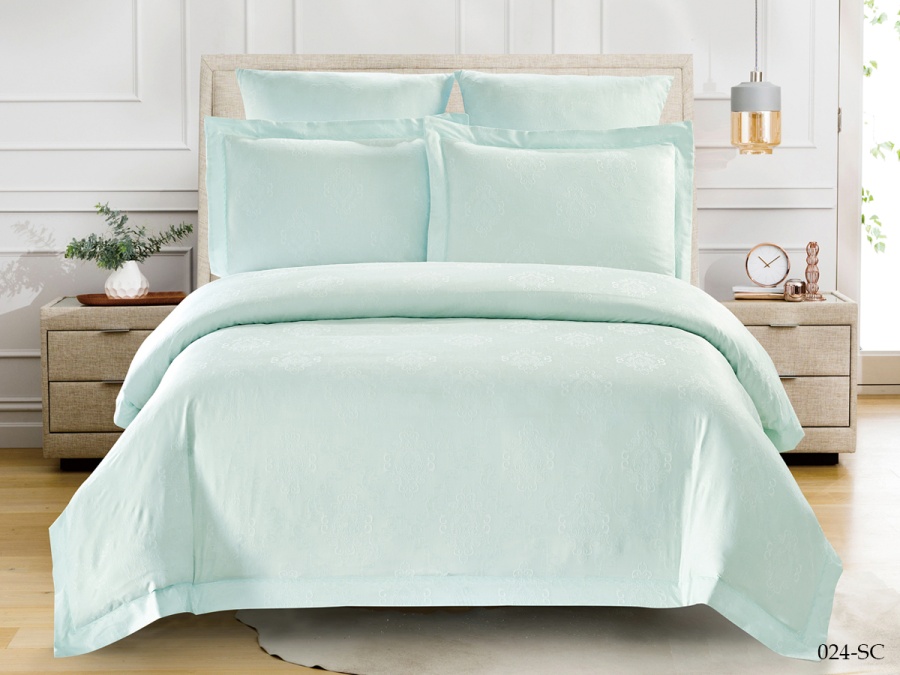 КПБ Cleo "Soft Cotton" двуспальный 180*215+6,5*1 230*250*1 50*70+6,5*2(±2) 70*70*2(±2) (21/024-SC, Узоры, Голубой)