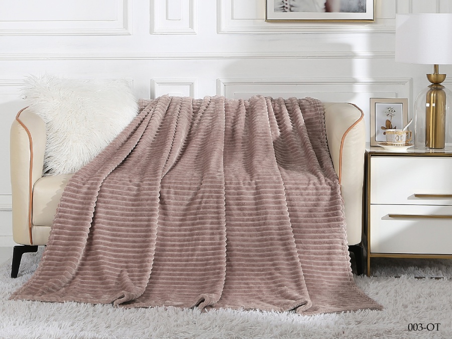 Плед Cleo "Orrizonte" велсофт полуторный 150*200 (150/003-OT, Полоска, Бежевый)