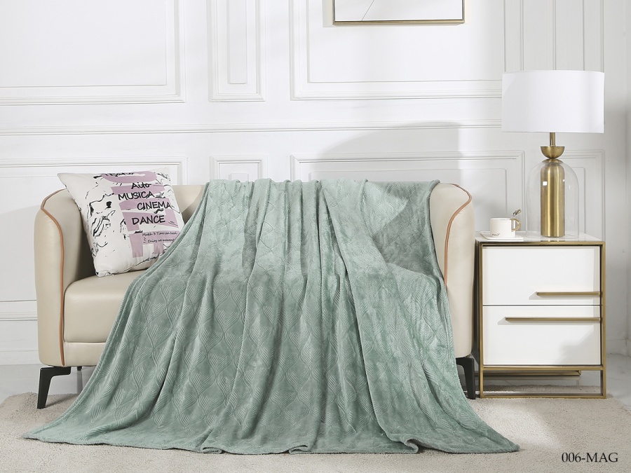 Плед CL HOME "Magnolia" велсофт полуторный 150*200 (150/006-MAG, Узоры, Зеленый)
