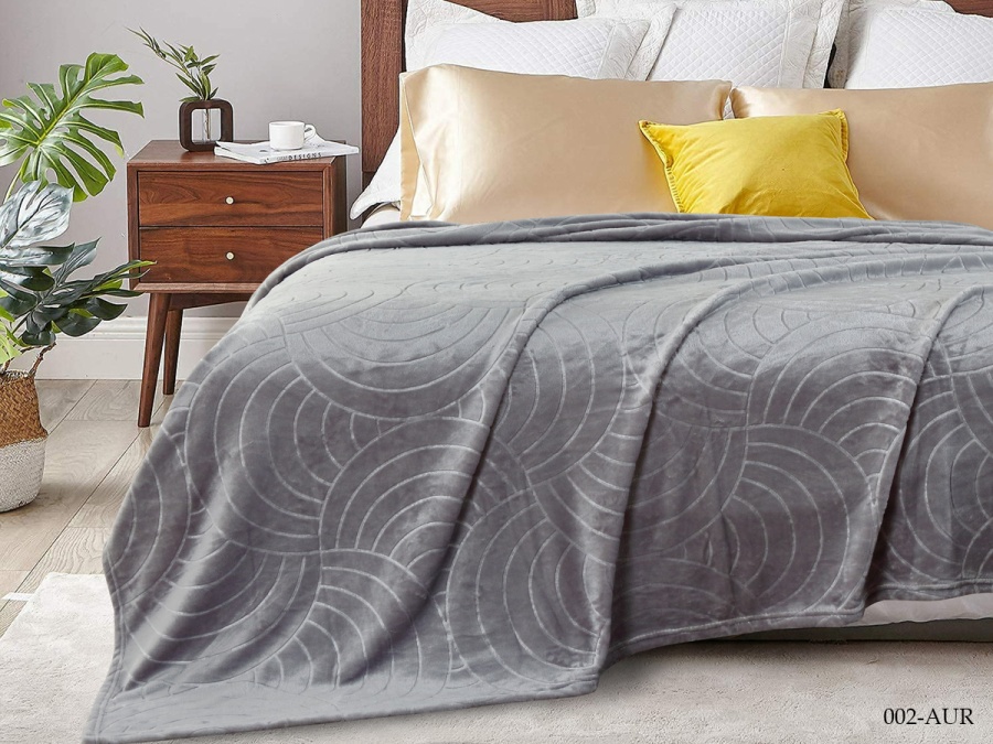 Плед CL HOME "Aura" велсофт евро 200*220 (200/002-AUR, Узоры, Серый)