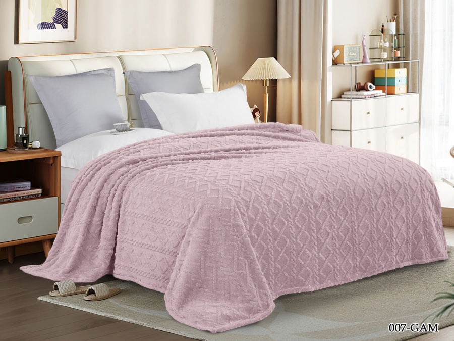 Плед Cleo "Gammi" велсофт полуторный 150*200 (150/007-GAM, Геометрия, Сиреневый)