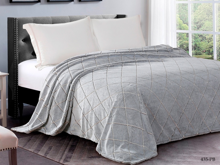 Плед Cleo "Bamboo" двуспальный 180*200 микрофибра 100% (180/435-pb, Геометрия, Серый)