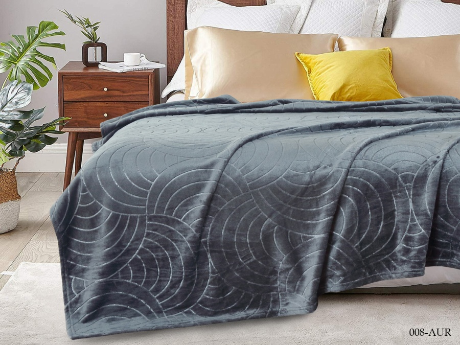 Плед Cleo "Aura" велсофт полуторный 150*200 (CL150/008-AUR, Узоры, Серый)