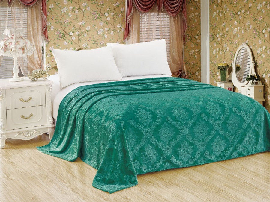 Плед Cleo "Parma" велсофт полуторный 150*200 (150/100-OP, Узоры, Зеленый) Плед Cleo "Parma" велсофт полуторный 150*200 (150/100-OP, Узоры, Зеленый)