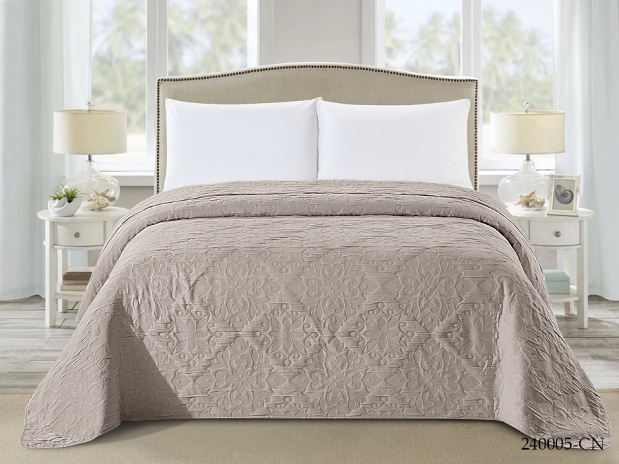 Покрывало Cleo "CAROLINE" 240*260 (240/005-CN, Однотонное, Бежевый) Покрывало Cleo "CAROLINE" 240*260 (240/005-CN, Однотонное, Бежевый)