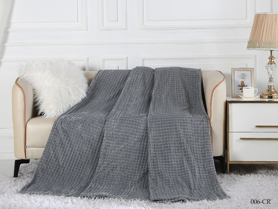 Плед Cleo "Carre" велсофт евро 200*220 (200/006-CR, Клетка, Серый) Плед Cleo "Carre" велсофт евро 200*220 (200/006-CR, Клетка, Серый)