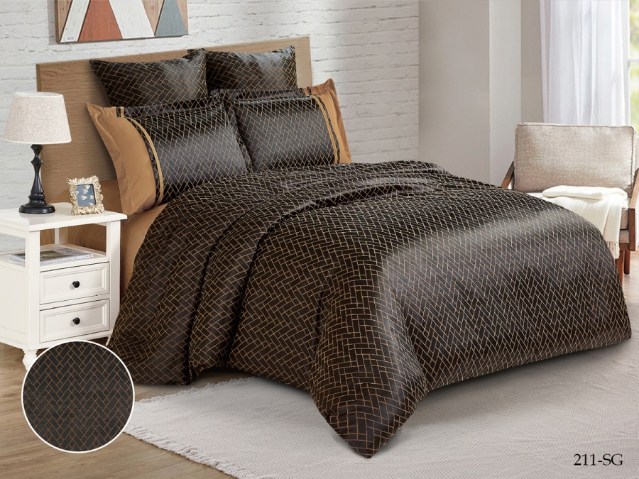 КПБ Cleo "Satin Jacquard" дуэт 150*215*2 230*250*1(±5) 50*70*2+5см(±2) 70*70*2(±2) (41/211-SG, Узоры, Коричневый)