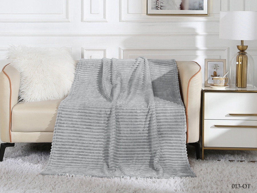 Плед Cleo "Orrizonte" велсофт полуторный 150*200 (150/013-OT, Полоска, Серый)