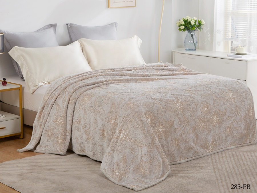 Плед Cleo "Bamboo" полуторный 150*200 микрофибра 100% (150/285-pb, Цветы, Бежевый)