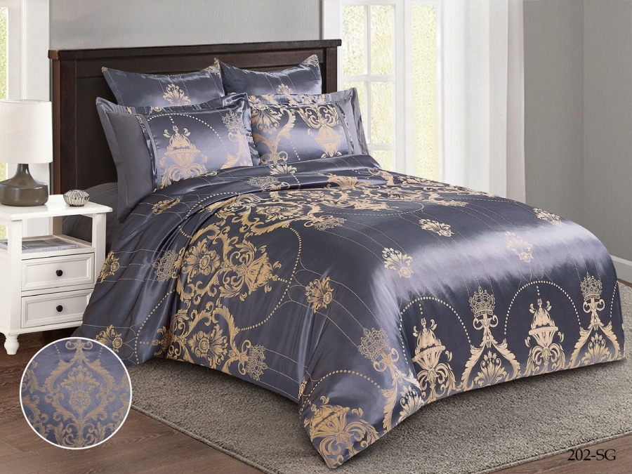 КПБ Cleo "Satin Jacquard" евро 200*220*1 230*250*1(±5) 50*70+5*2(±2) 70*70*2(±2)  (31/202-SG, Узоры, Фиолетовый)