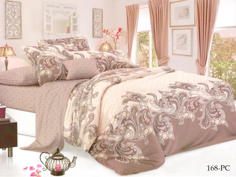 КПБ Cleo Поплин "Pure Cotton" полуторный 145*215*1 150*220*1(±5) 70*70*2(±2) в ПВХ (15/168-PC, Узоры, Бежевый)